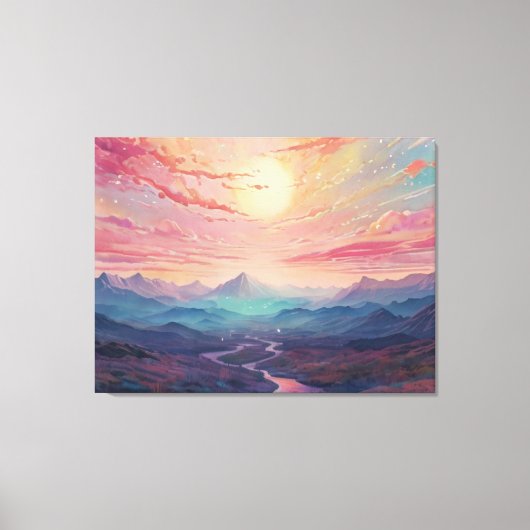 ** AP93 Dreamscape Sunset Mountains Landschap Canvas Afdruk (Voorkant)