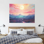 ** AP93 Dreamscape Sunset Mountains Landschap Canvas Afdruk (Insitu (Slaapkamer))