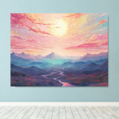 ** AP93 Dreamscape Sunset Mountains Landschap Canvas Afdruk (Insitu (Houten vloer))