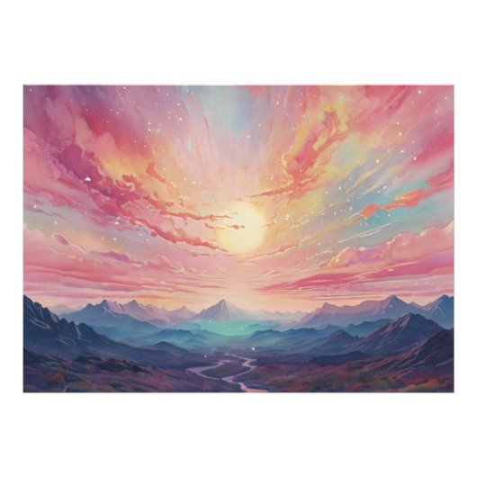 ** AP93 Dreamscape Sunset Mountains Landschap Foto Afdruk (Voorkant)