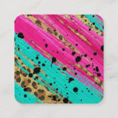 ** AP93 Gold Leopard Animal Neon Bold Abstract Vierkante Visitekaartje (Achterkant)