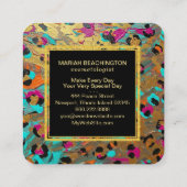 ** AP93 Leopard Animal Neon Bold Abstract Gold Vierkante Visitekaartje (Achterkant)