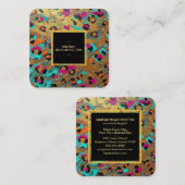 ** AP93 Leopard Animal Neon Bold Abstract Gold Vierkante Visitekaartje (Voorkant / Achterkant)