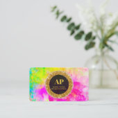 *~AP93 Neon Rainbow BOLD Abstract QR-Visitekaartje Visitekaartje (Staand voorkant)