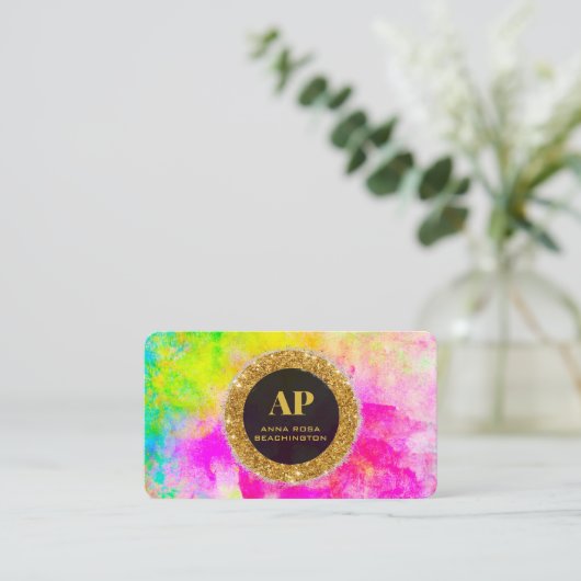 *~AP93 Neon Rainbow BOLD Abstract QR-Visitekaartje Visitekaartje (Staand voorkant)