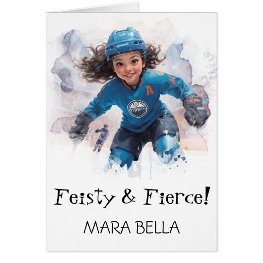 *~* AP94 1.7 Cute Hockey Girl Personalize Birthday (Voorkant)