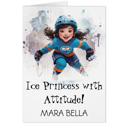 *~* AP94 Cute 5 Hockey Girl  Personalize Birthday (Voorkant)