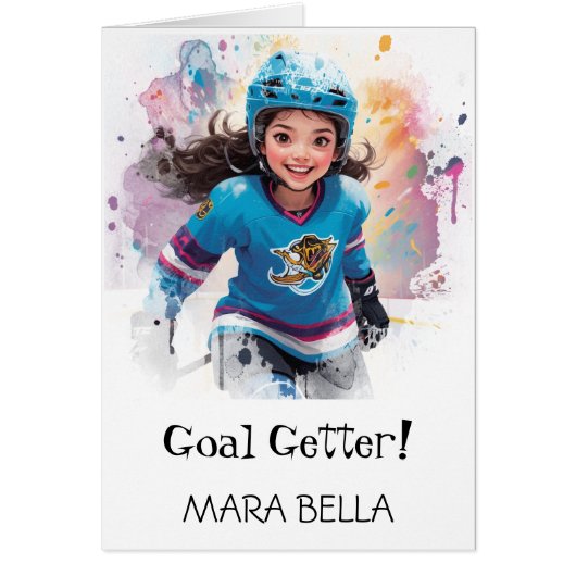 *~* AP94 Cute Hockey Girls 14 Personalize Birthday (Voorkant)