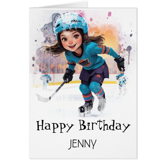 *~* AP94 Ice Hockey Girl Player12 Cute Birthday (Voorkant)