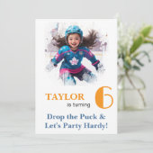 *~* AP94 k-21  DIY Cute Hockey Girl Birthday Kaart (Staand voorkant)
