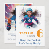 *~* AP94 k-21  DIY Cute Hockey Girl Birthday Kaart (Voorkant / Achterkant)