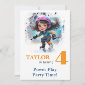 *~* AP94 k-22 DIY Schattige Hockey Meisje Verjaard Kaart (Voorkant)