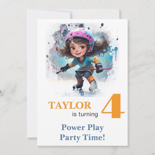 *~* AP94 k-22 DIY Schattige Hockey Meisje Verjaard Kaart (Voorkant)