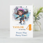 *~* AP94 k-22 DIY Schattige Hockey Meisje Verjaard Kaart (Staand voorkant)