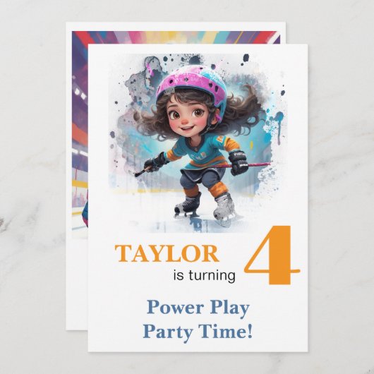 *~* AP94 k-22 DIY Schattige Hockey Meisje Verjaard Kaart (Voorkant / Achterkant)