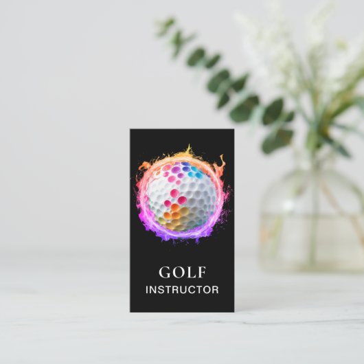 *~*  AP94 QR Flames Fire Rainbow  Bold Golf Ball  Visitekaartje (Staand voorkant)
