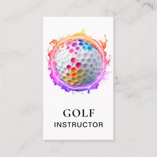 *~*  AP94 QR Flames  Rainbow Colorful Golf Ball  Visitekaartje (Voorkant)