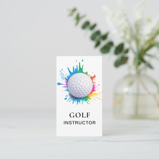 *~* AP94 QR Rainbow Splash Golf Ball Visitekaartje (Staand voorkant)
