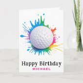 ** AP94 Rainbow Splash Golf Ball Verjaardag Kaart (Voorkant)