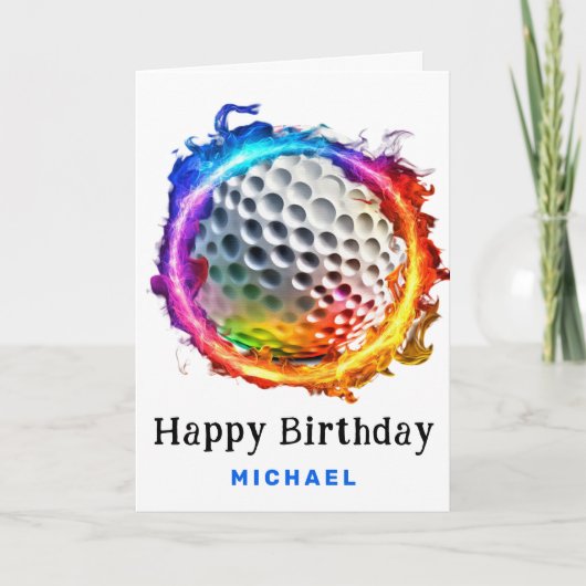 ** AP94 Ring Rainbow Fire golfbal Verjaardag Kaart (Voorkant)