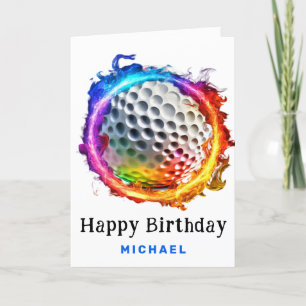 ** AP94 Ring Rainbow Fire golfbal Verjaardag Kaart