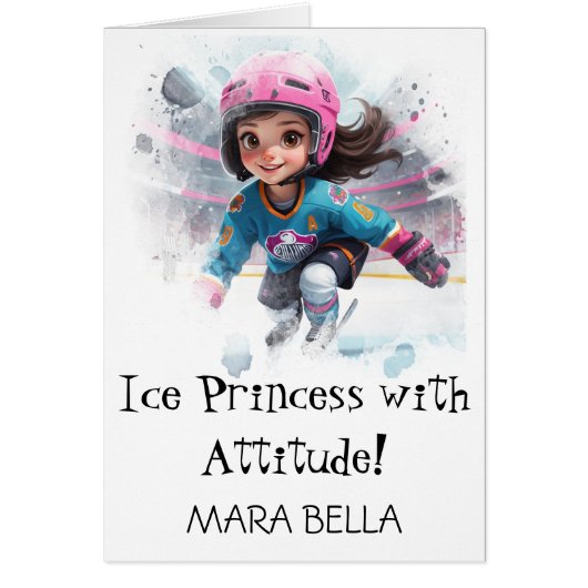 *~* AP94 Schattige 4 Hockey Meisje Personaliseer V (Voorkant)