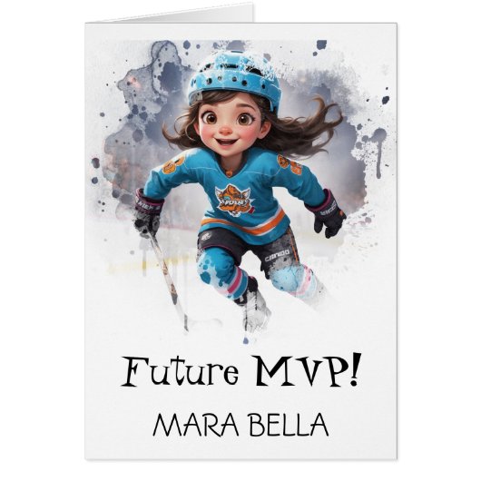 *~* AP94 Schattige Hockey Meisje Personaliseren Ve (Voorkant)