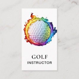 *~*  AP94 Vlammen  Regenboog Kleurrijke QR Golfbal Visitekaartje