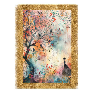 *~ AP95 Whimsical Waterverf Kunst Natuur Glitters Foto Afdruk
