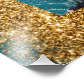 *~ AP95 Whimsical Woman Bloemen Goud Glitter kunst Foto Afdruk (Hoek)