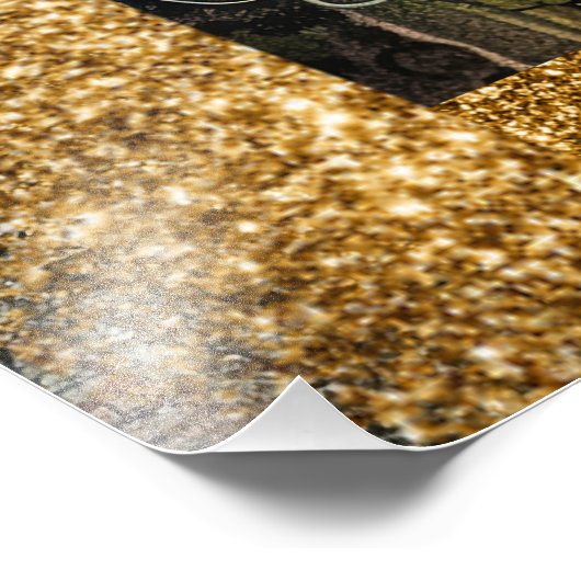 *~ AP95 Whimsical Woman Gouden Glitter Bloemen Foto Afdruk (Hoek)