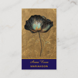 *~* AP98 Elegant Flower Gold 14  Vintage  QR  Visitekaartje