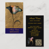 *~* AP98 Elegant Flower Gold 23  Vintage  QR  Visitekaartje (Voorkant / Achterkant)