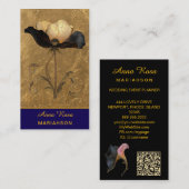 *~* AP98 Elegant Flower Gold 3  Vintage  QR  Visitekaartje (Voorkant / Achterkant)