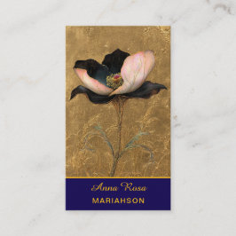 *~* AP98 Elegant Flower Gold 4  Vintage  QR  Visitekaartje