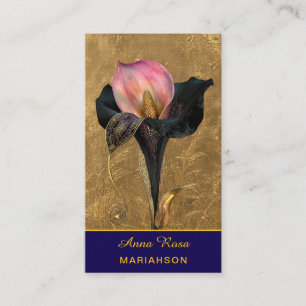 *~* AP98 Elegante Bloem Goud 20 Vintage QR Visitekaartje