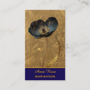 *~* AP98 Elegante Bloem Goud 27 Vintage QR Visitekaartje
