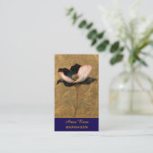 *~* AP98 Elegante Bloem Goud 4 Antiek QR Visitekaartje (Staand voorkant)
