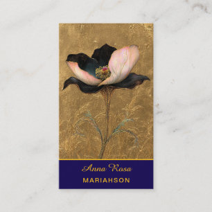 *~* AP98 Elegante Bloem Goud 4 Antiek QR Visitekaartje