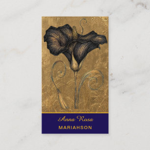 *~* AP98 Elegante Bloem Goud 7  Rijk  QR Bloem  Visitekaartje