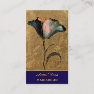 *~* AP98 Elegante Bloem Goud  Vintage  QR 23   Visitekaartje