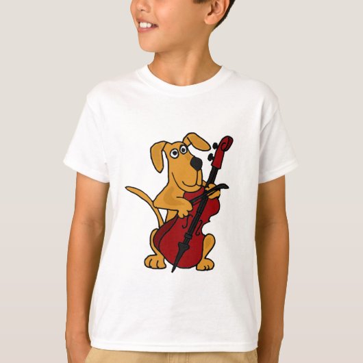 AP- bruine puppy Dog die Cello speelt T-shirt (Voorkant)