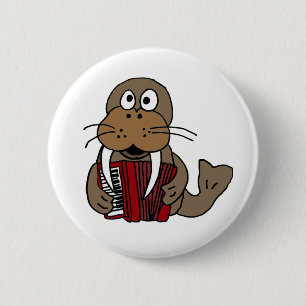 AP- Funny Walrus-Cartoon voor afspelen van cordion Ronde Button 5,7 Cm