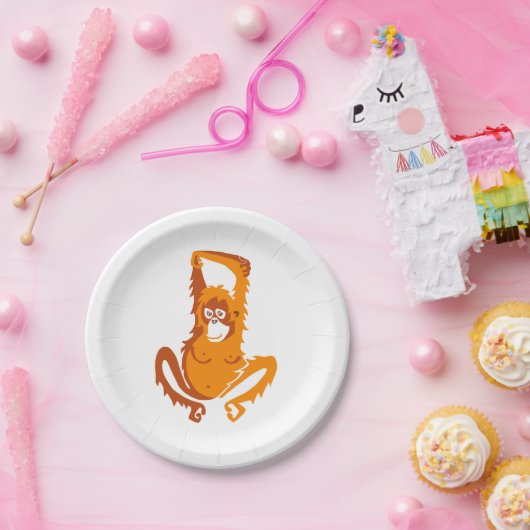 Ap - ORANG-OETAN -Bedreigd dier- Party Papieren Bordje (Feest)