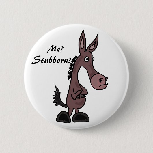 AP- Stubborn Mule Cartoon Button (Voorkant)