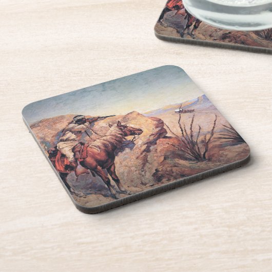 Apache Ambush (olie op doek) Bier Onderzetter (Linkerzijde)