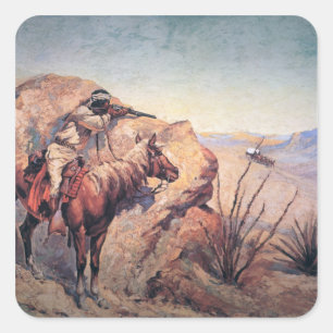 Apache Ambush (olie op doek) Vierkante Sticker