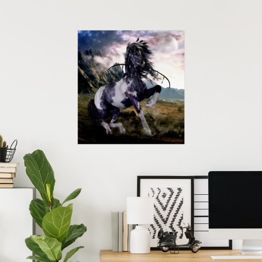 Apache Blue Painted Horse Poster (Thuiskantoor)