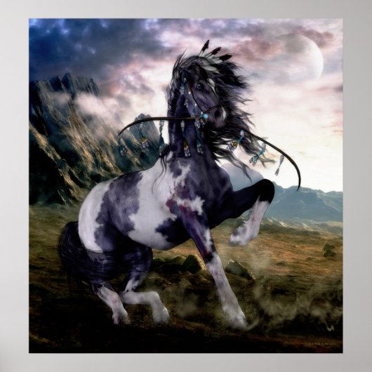 Apache Blue Painted Horse Poster (Voorkant)