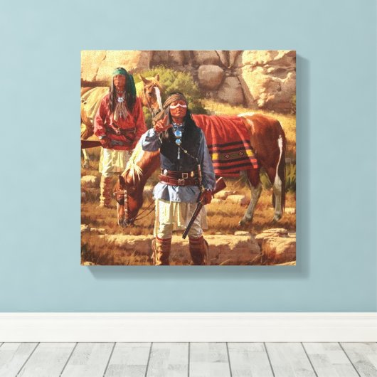 Apache Braves met Geronimo Canvas Afdruk (Insitu (Houten vloer))